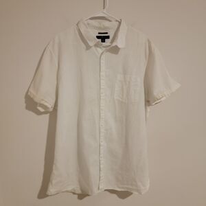 Marc Anthony Mens Shirt Size XXL Linen Button Up White Beach Slim Fit Minimalist